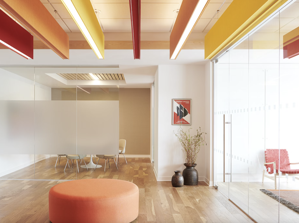Office conference rooms with acoustic lighting